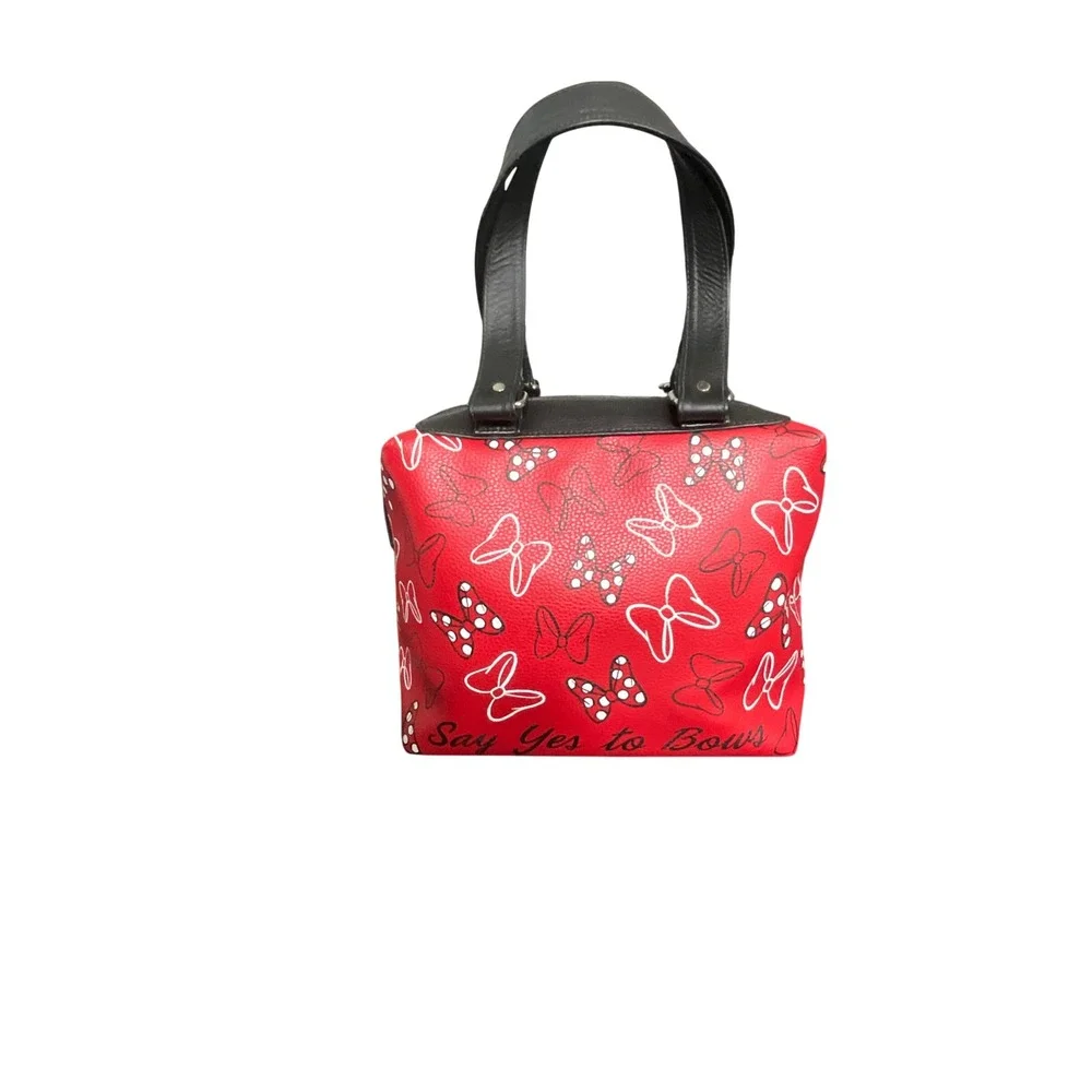 Disney Handbag Women OS Red Minnie Mouse Say Yes to Bows Satchel Faux Leather